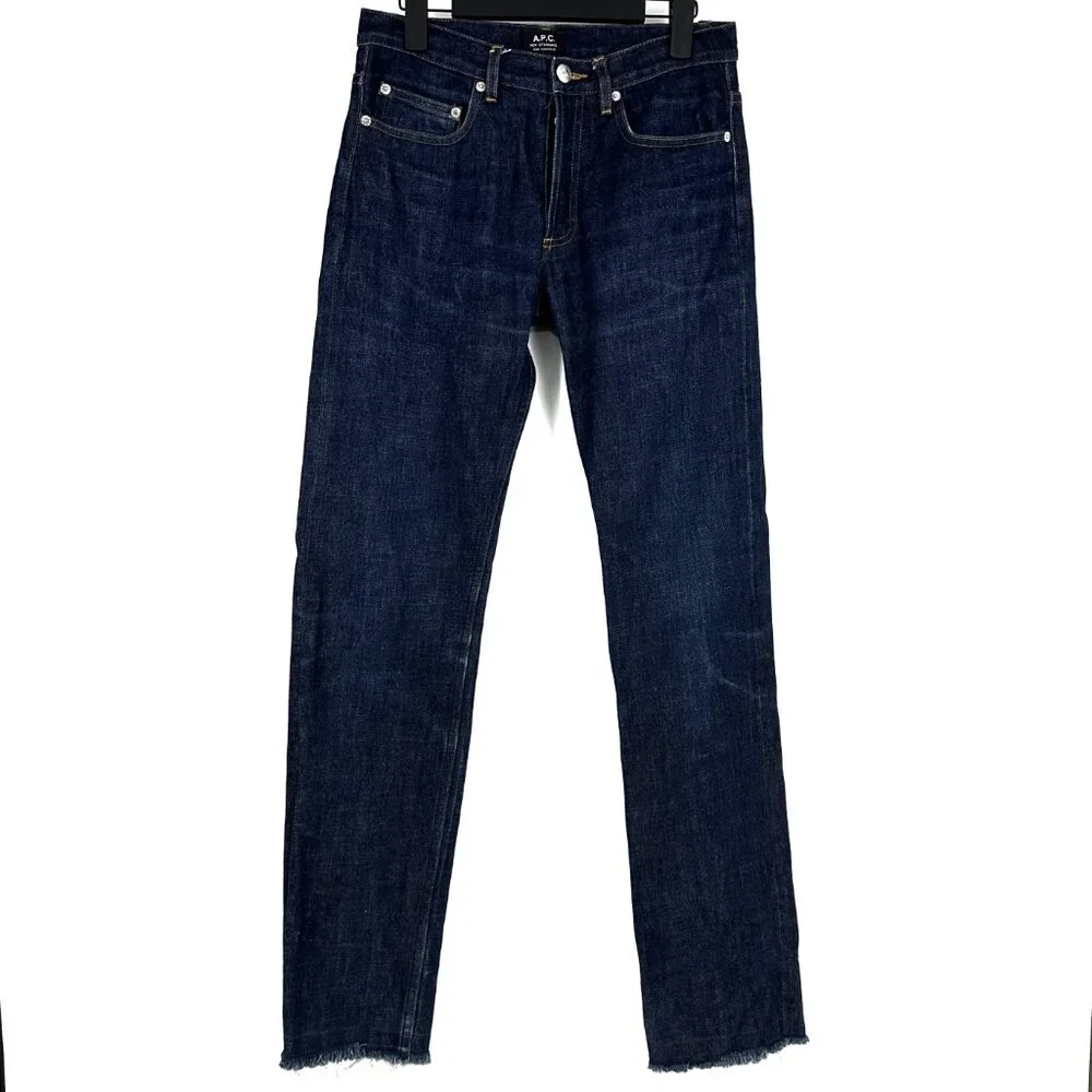 A.P.C. Petit New Standard Straight Leg Cotton Mid Rise Dark Indigo Wash Jeans 29